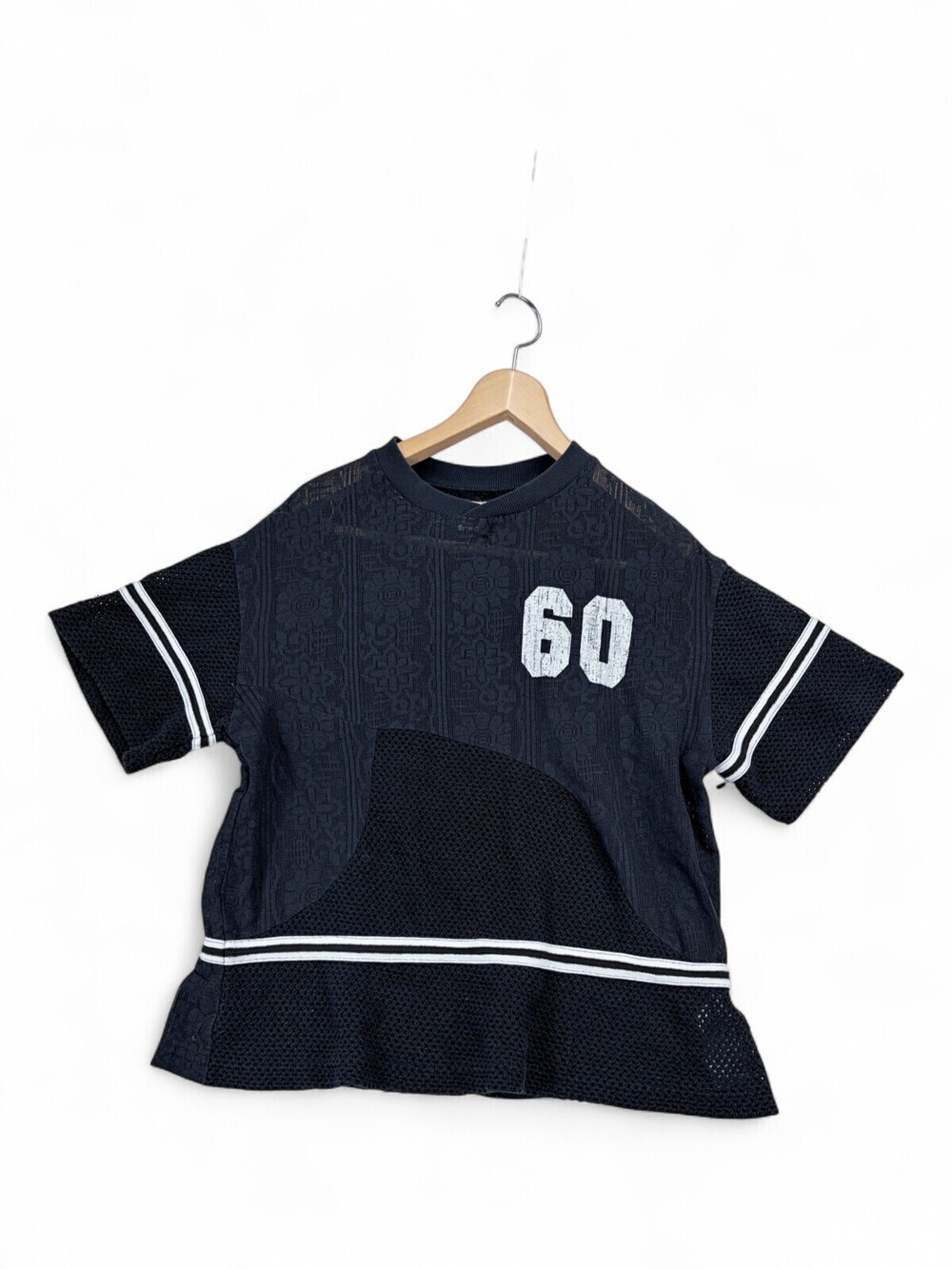 BDG Mixed-Media Knit Jersey Tee '60' Mesh Short Sleeve XS